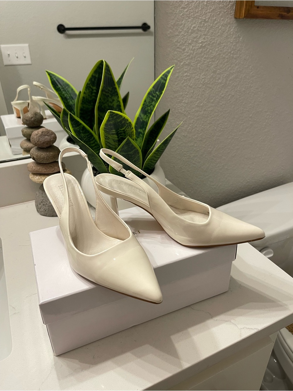 Mishki DASHA Patent Sling Back Heels, size 38